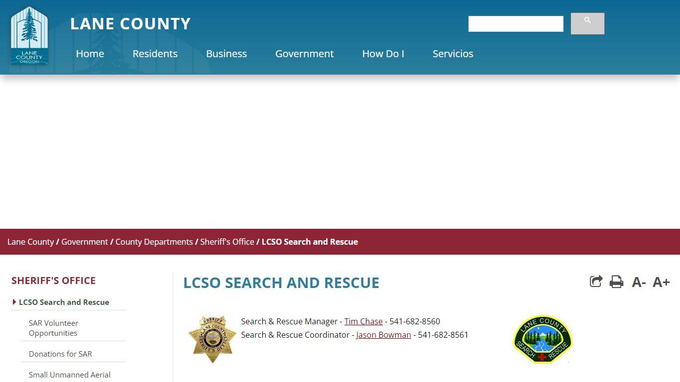 LCSO Search and Rescue - Lane County